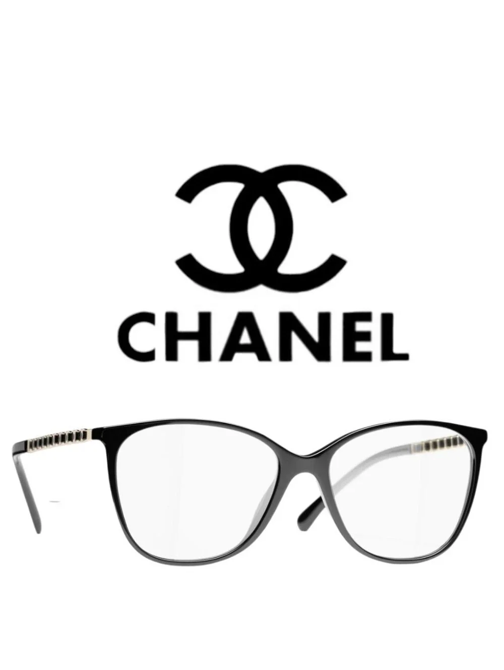BNIB! Chanel CC Square Blue Light Glasses Acetate, Metal & Calfskin, Black W/COA